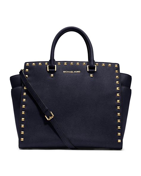 Lyst Michael Michael Kors Large Selma Studded Saffiano Tote In Blue