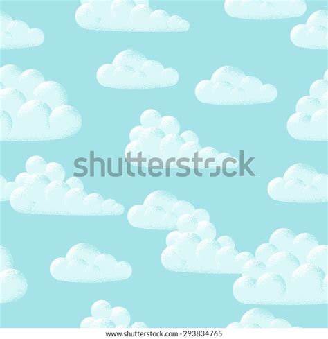 Blue Sky Clouds Seamless Pattern Retro Stock Vector Royalty Free