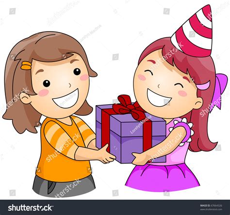 Illustration Girl Giving T Another Girl Stock Vector 67664326