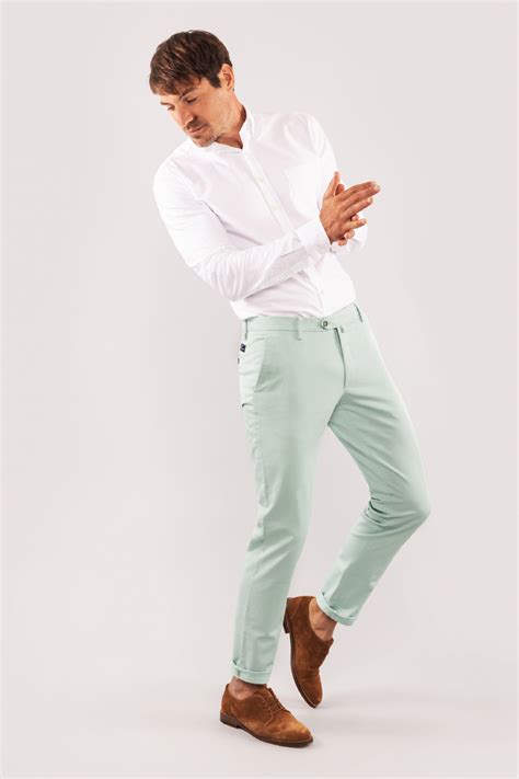 Pantalon Chino Vert Pastel Homme Lepantalon