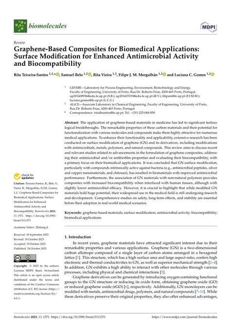 Pdf Graphene Based Composites For Biomedical Applications Surface Modification For Enhanced