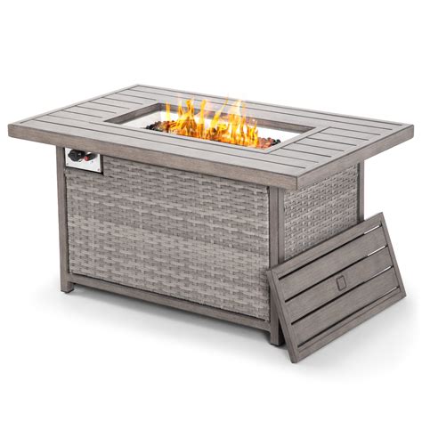 Happatio Happatio 48inch 50000 Btu Wickerandaluminum Patio Fire Pit Brown Wayfair