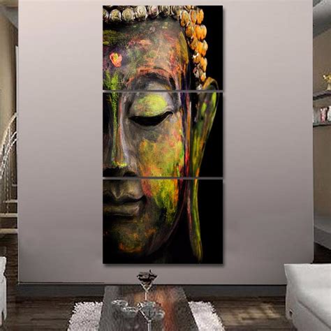 3 piece canvas wall art Buddha meditation painting – My Aashis