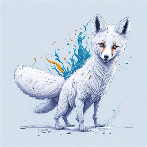 Premium AI Image | A drawing of a fox with orange eyes and blue eyes.