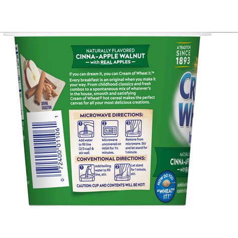 Cream Of Wheat® Instant To Go Cinna Apple Walnut Hot Cereal 229 Oz