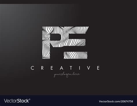 Pe P E Letter Logo With Zebra Lines Texture Vector Image