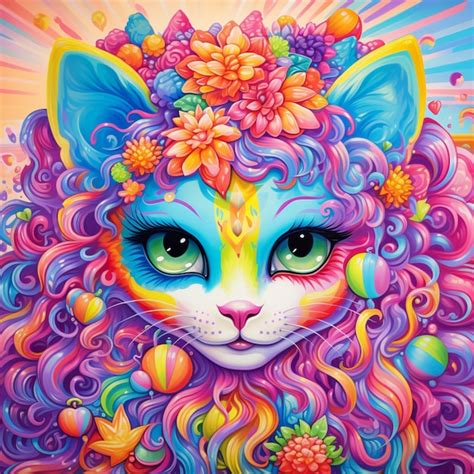 Premium Photo Brightly Colored Cat With Flowers In Its Hair And A