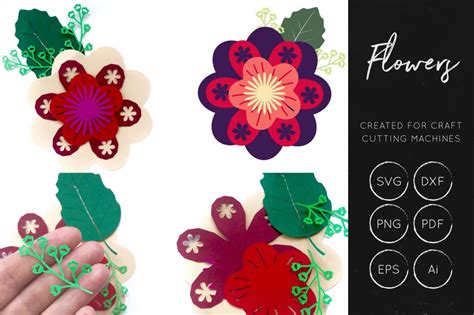 Vector Flower Collection - Layered Flowers SVG Cut Files