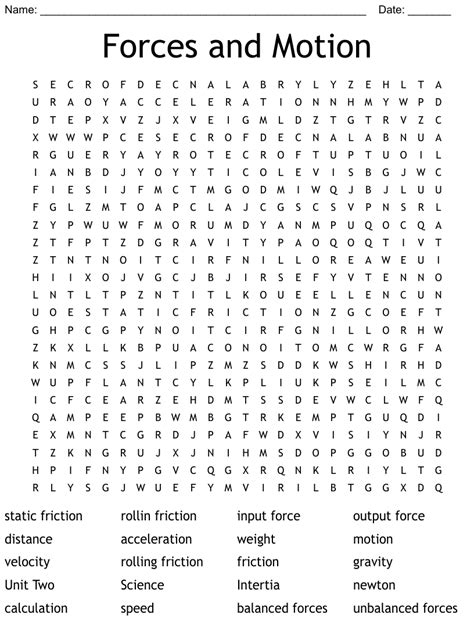 Forces And Motion Word Search WordMint