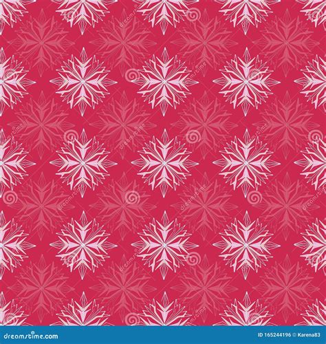 Christmas Ruby Red Snowflake Pattern Seamless Vector Print Stock Vector