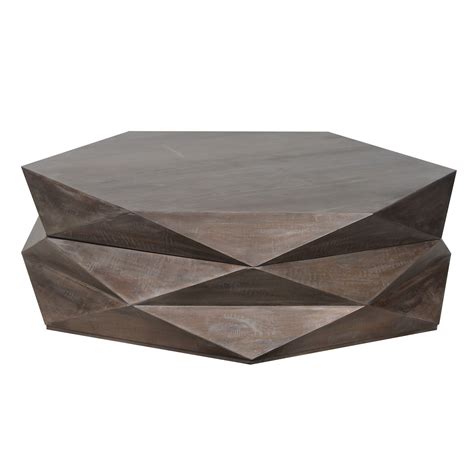 Hexagonal Mango Coffee Table With Storage In Salvage White Or Black