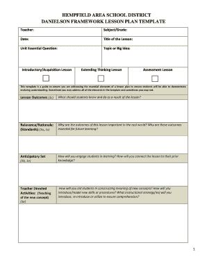 Danielson Framework Lesson Plan Template Fill And Sign Printable