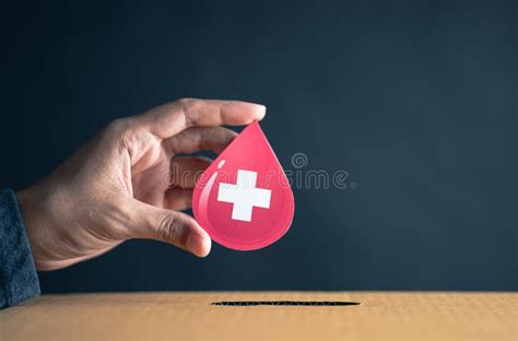 Hands Drop Blood Paper Cut To Donation Box Blood Transfusion World