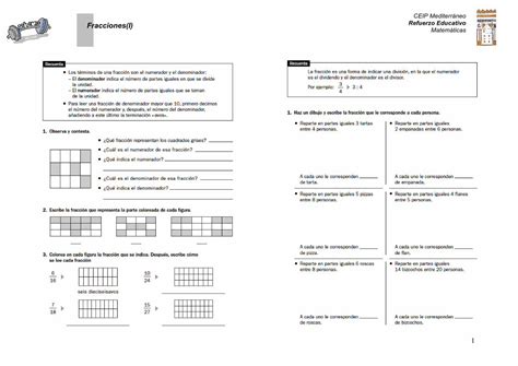 Pdf Refuerzo De Fracciones I Wordpress Recuerda Dos O Mss