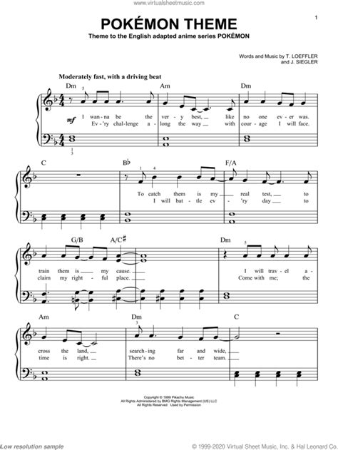 Pokemon Theme Easy Sheet Music For Piano Solo Pdf