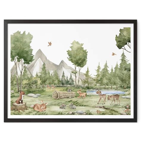 Kinderzimmer Poster Oliver Robins Niedliche Tiere Im Wald Wall Art De