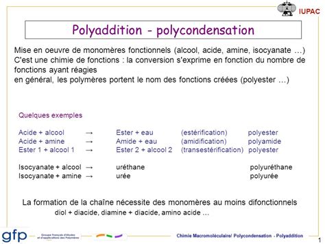 Polycondensation Cours