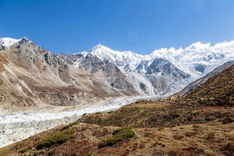 Premium Photo | Glacier and nanga parbat rang in autumn. himalayas ...