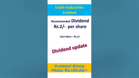 Exide Stock News Dividend Update Youtube