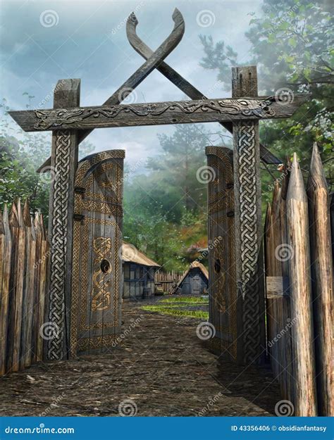 Gate Of Medieval Castle Graphical Drawing Royalty-Free Stock Image ...