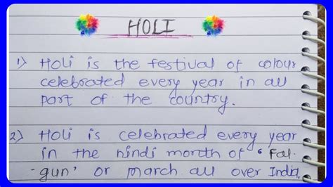 Lines On Holi In English Five Line Essay On Holi Essay In English