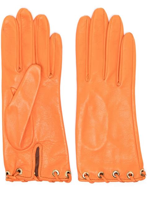 Manokhi Whipstitch Trim Leather Gloves Farfetch