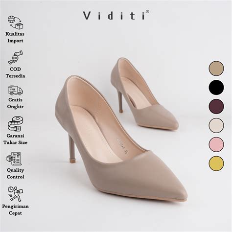 Jual Viditi Luna Leather High Heels 8 Cm Shoes Sepatu Import Wanita