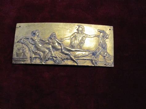 Proantic Plaque En Bronze Doré Avec Une Scène Mythologique d époq