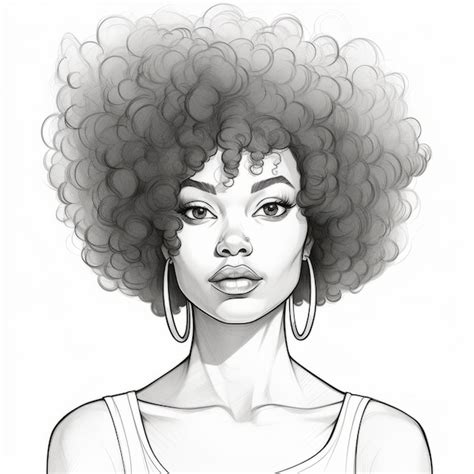 Retrato Em Quadrinhos De Mulher Desenho Em Estilo Afro Foto Premium