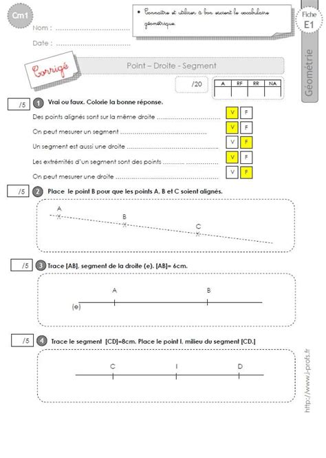 CE2 Evaluation DROITES POINTS SEGMENTS Cm1 Géométrie ce2 Ce2