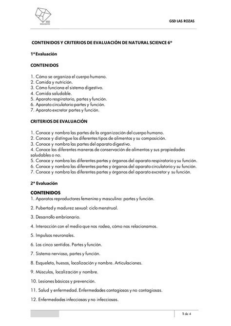 Pdf Contenidos Y Criterios De Evaluaci N De Natural Science Pdf