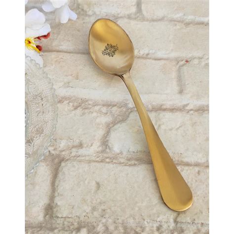 Indian Art Villa Pure Brass Baby Spoon With Matt Finish Design For