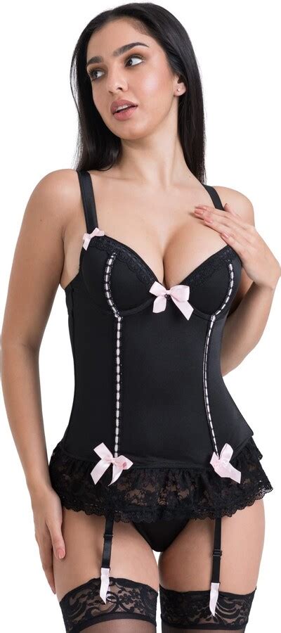 Lovehoney Lingerie For Women Black Seduce Me Lace Push Up Basque Set