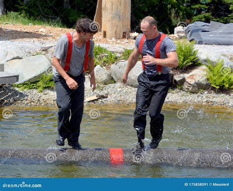 Log Rolling At The Grouse Mountain Lumberjack Editorial Photo Image