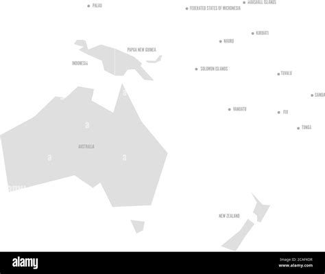 Very Simplified Infographical Political Map Of Australia And Oceania