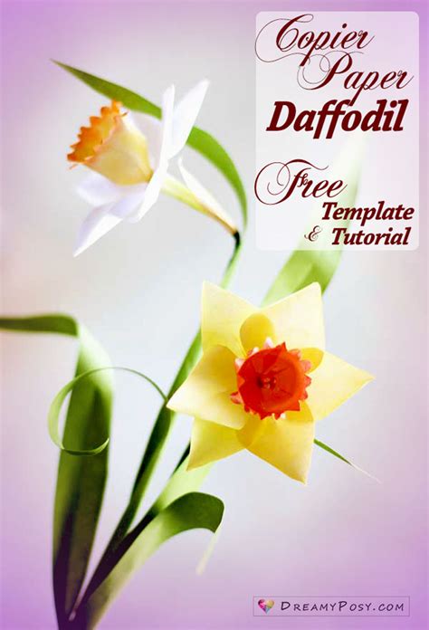 How To Make Paper Daffodil Flower Out Of Printer Paper Free Template