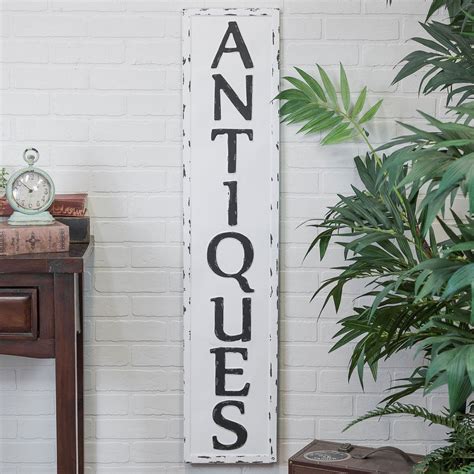 Vintage Embossed Metal White Antiques Sign Antique Signs Vintage Metal