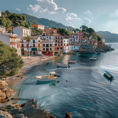 Premium Photo Picturesque Coastal Fishing Village With Boats On Water