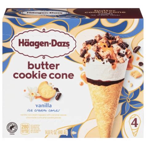 Haagen Dazs Vanilla Ice Cream Butter Cookie Cones 4 Ct Kroger