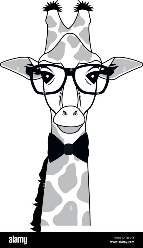 giraffe hipster animal wearing glasses fashion Stock Vector Image & Art ...