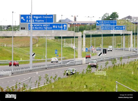 Signs And Toll Booths On The M6 Toll Road England Stock Photo Alamy