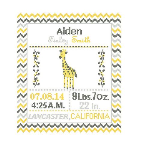 Custom Pattern Cross Stitch Birth Announcement By ZindagiDesigns Cross