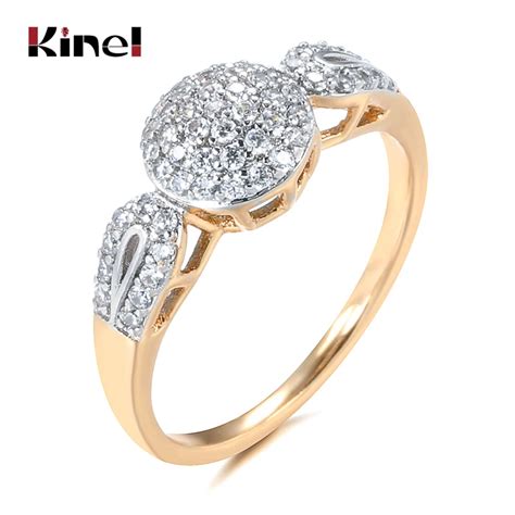 Kinel Luxury Micro Wax Inlay Natural Zircon Rings For Women Fashion 585