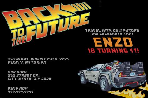 Back To The Future Invitation Birthday Party Invitation Etsy