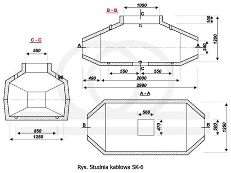 Studnia kablowa typu SK 6 2 przelotowa lub rozgałęźna światłowodowa