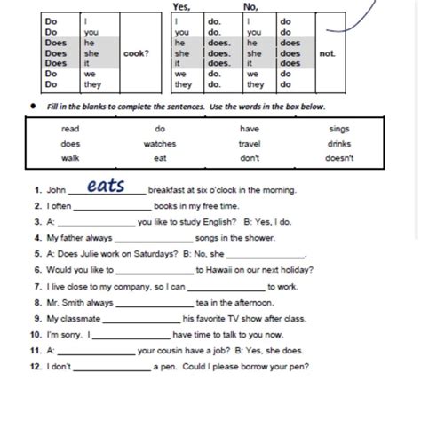 Fill In The Blanks To Complete The Sentences Use The Words In The Box