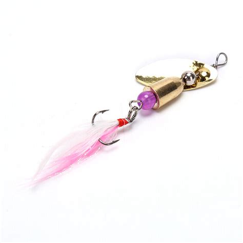 Rotating Spinner Sequins Fishing Lure Wobbler Bait With Feather Fishing