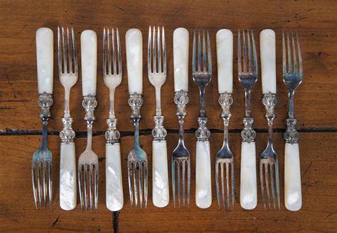 Antique 24 Pc Landers Frary And Clark Sterling Mother Of Pearl Knives