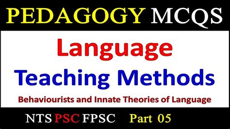 Language Teaching Instructional Methods Pedagogy Mcqs Behaviouristic