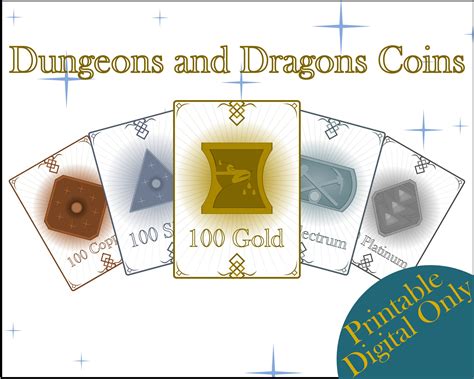 Coins Tokens Dnd 5E Compatible Printable Digital Only Dungeons and ...